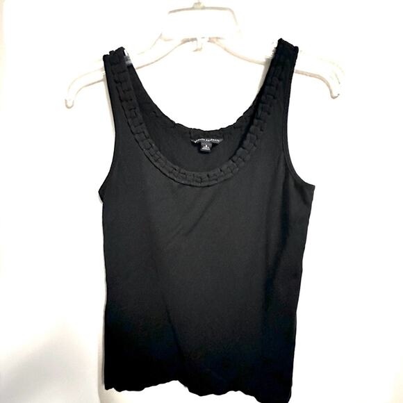 Banana Republic Black Ruffled Trim Sleeveless Tank Top Womens Small - Picture 1 of 5